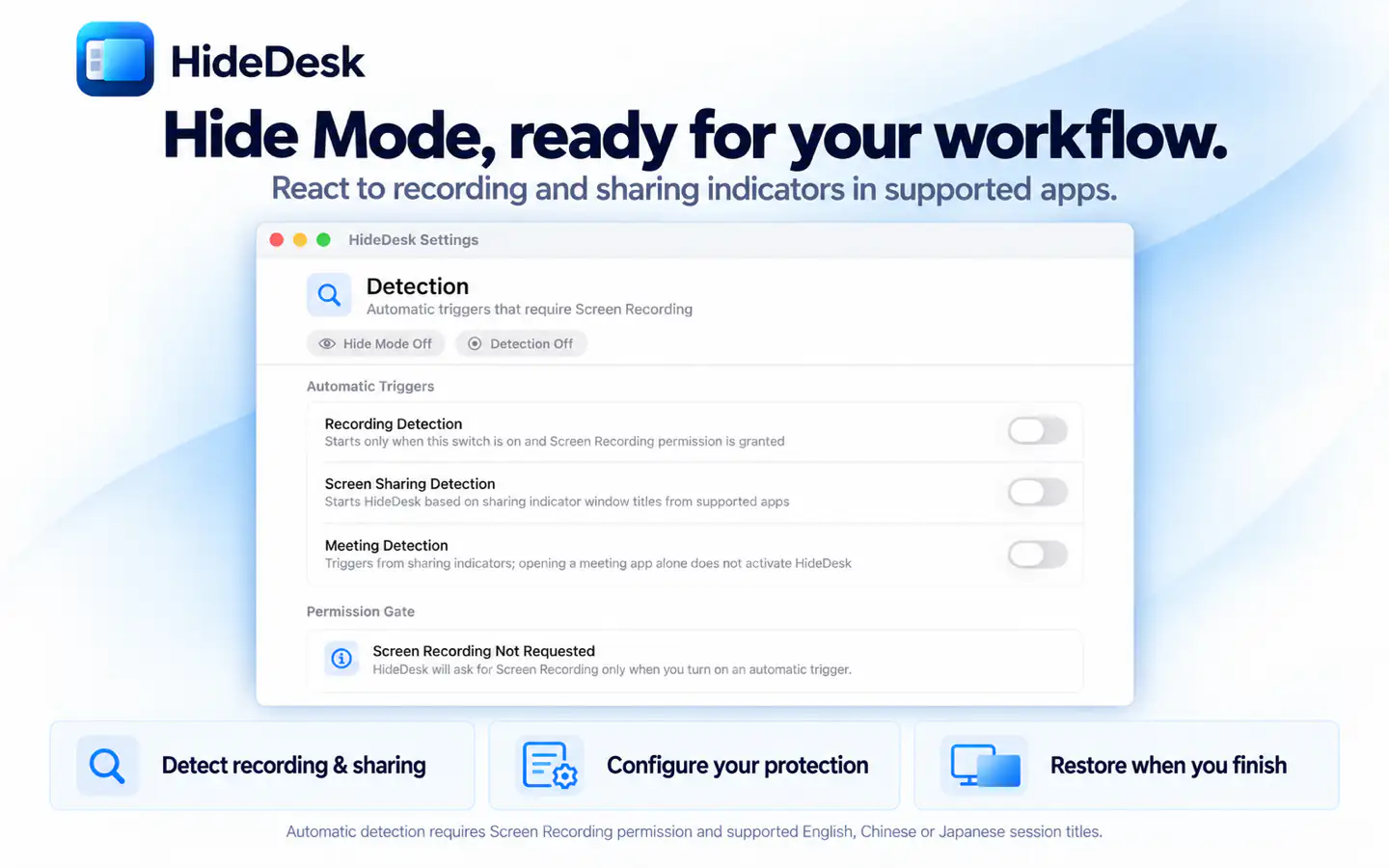 HideDesk · macOS