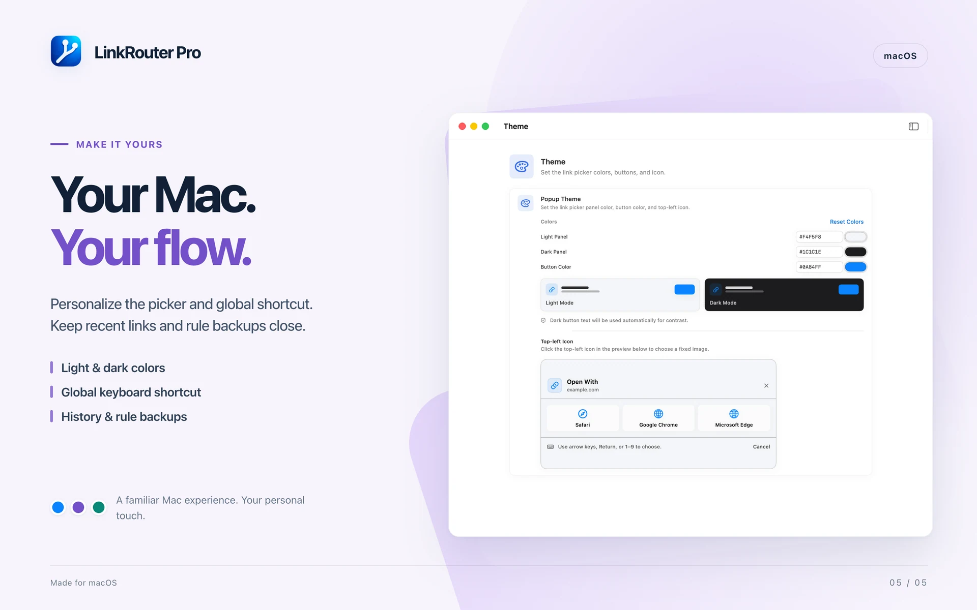 LinkRouter Pro · macOS · MAKE IT YOURS