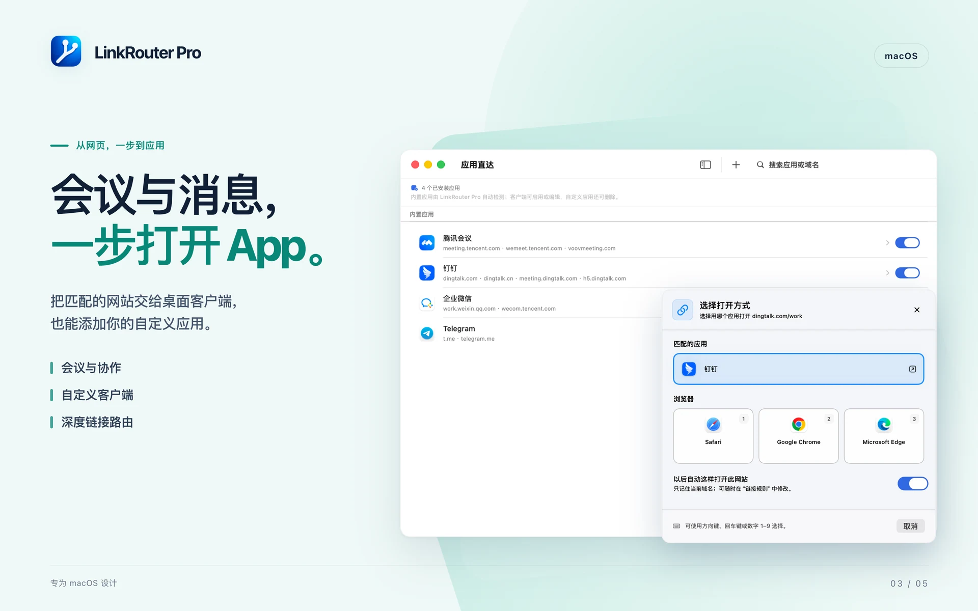 LinkRouter Pro · macOS · 网页链接直达桌面应用