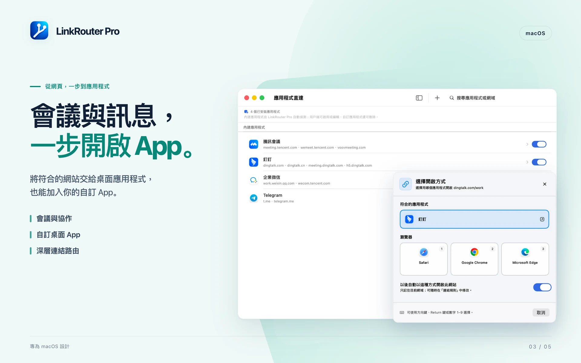 LinkRouter Pro · macOS · 網頁連結直達桌面 App