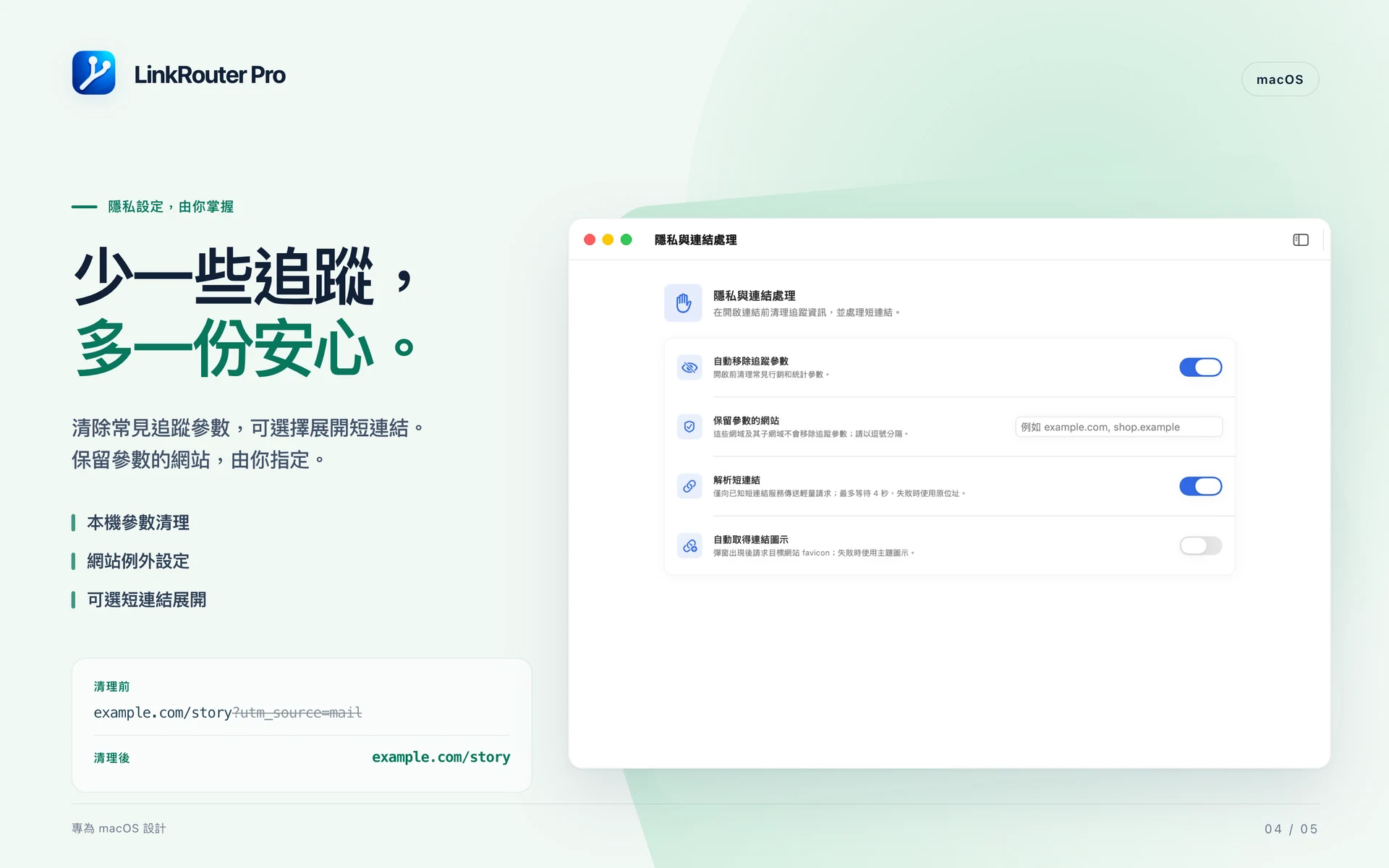 LinkRouter Pro · macOS · 開啟前整理連結
