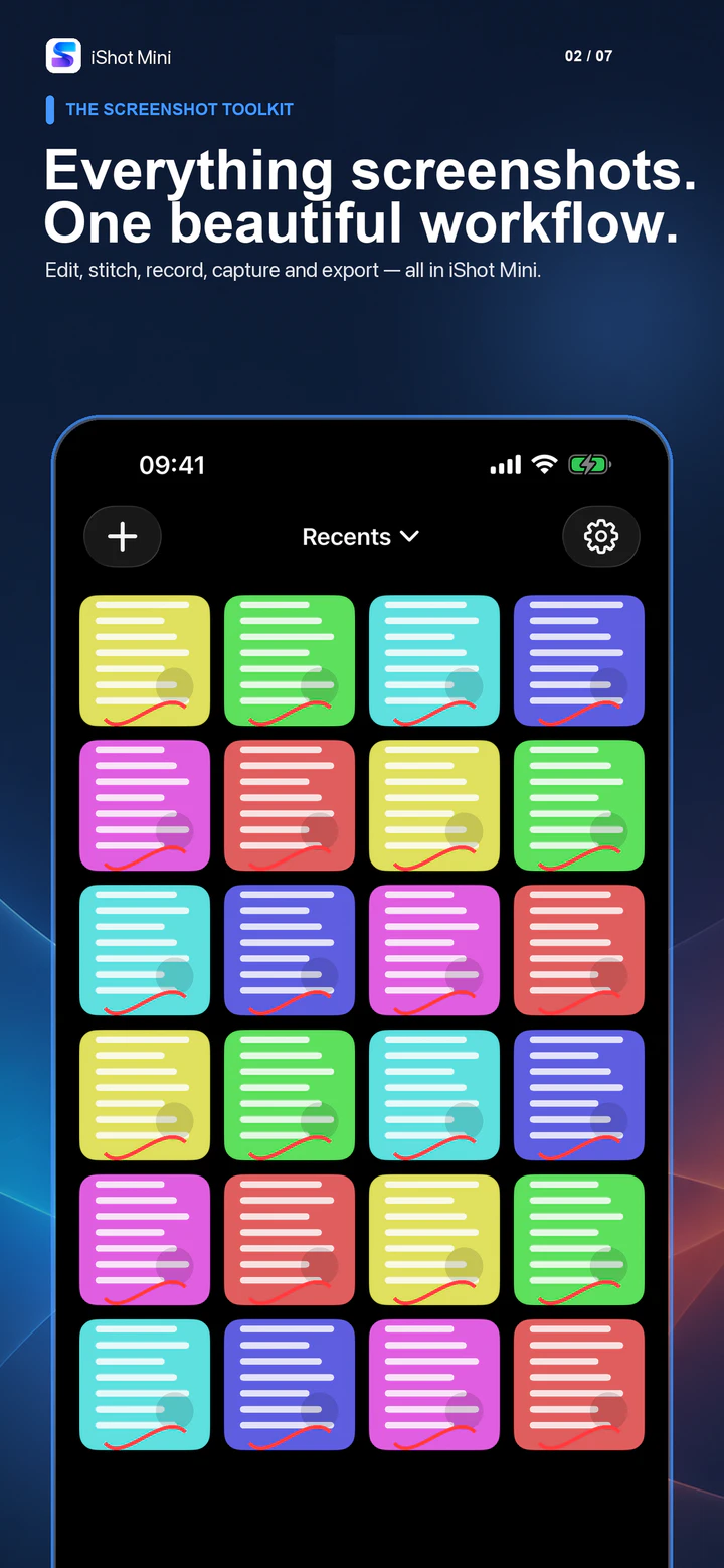Complete iShot Mini screenshot workflow from import to export