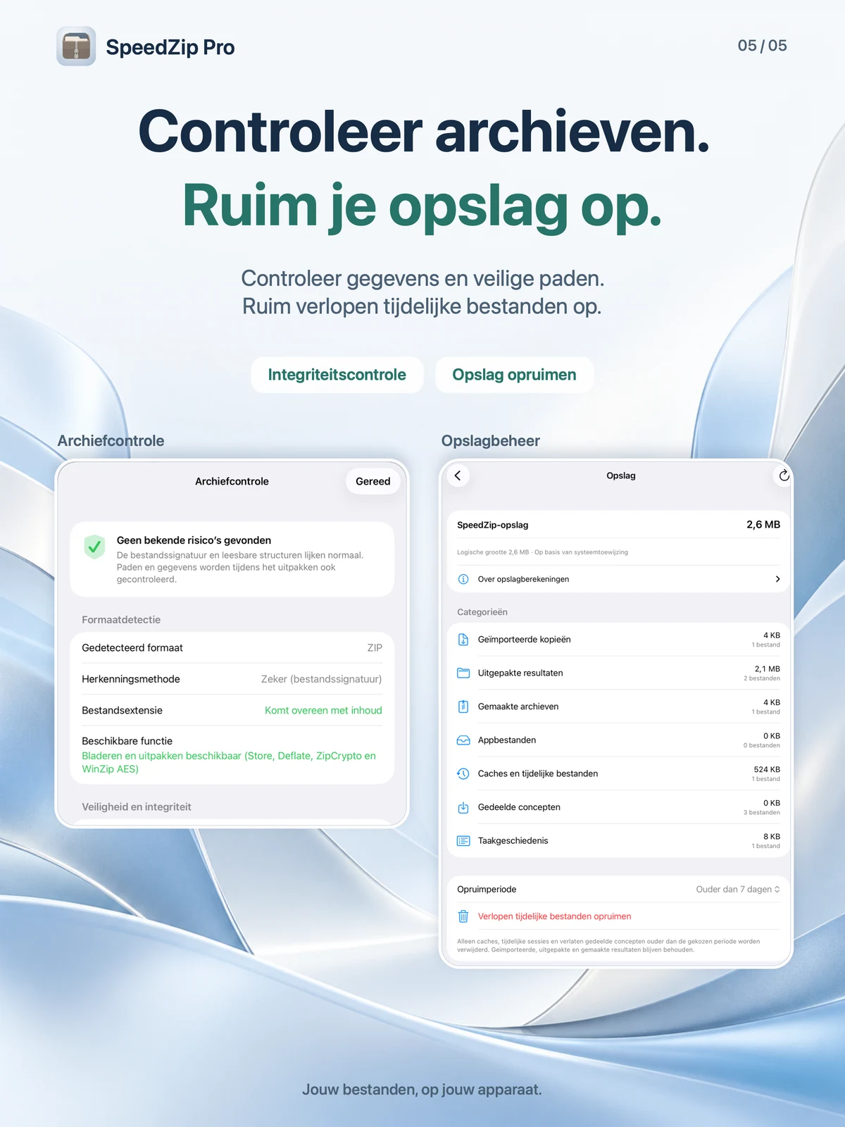 SpeedZip Pro · iPad · CONTROLEREN EN OPRUIMEN