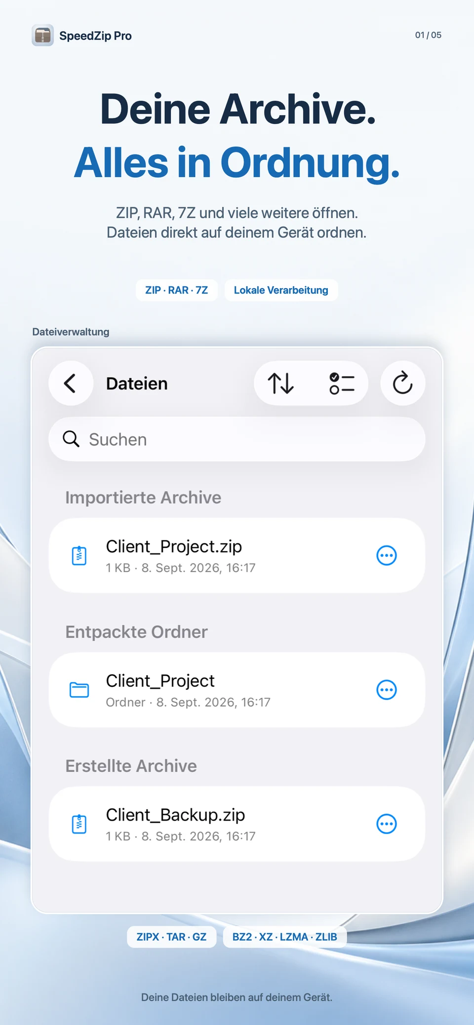 SpeedZip Pro · iPhone · ÖFFNEN UND ENTPACKEN