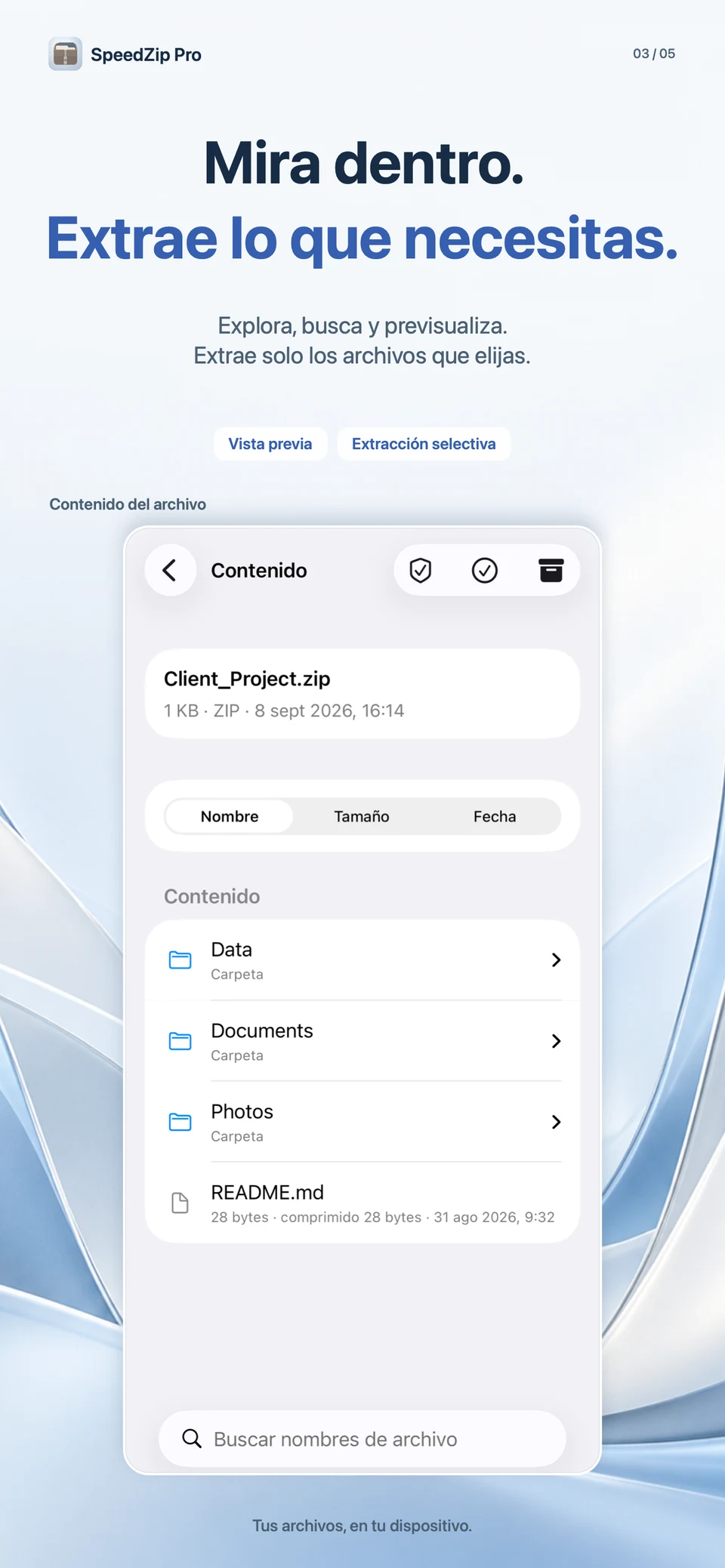 SpeedZip Pro · iPhone · EXPLORA ANTES DE EXTRAER