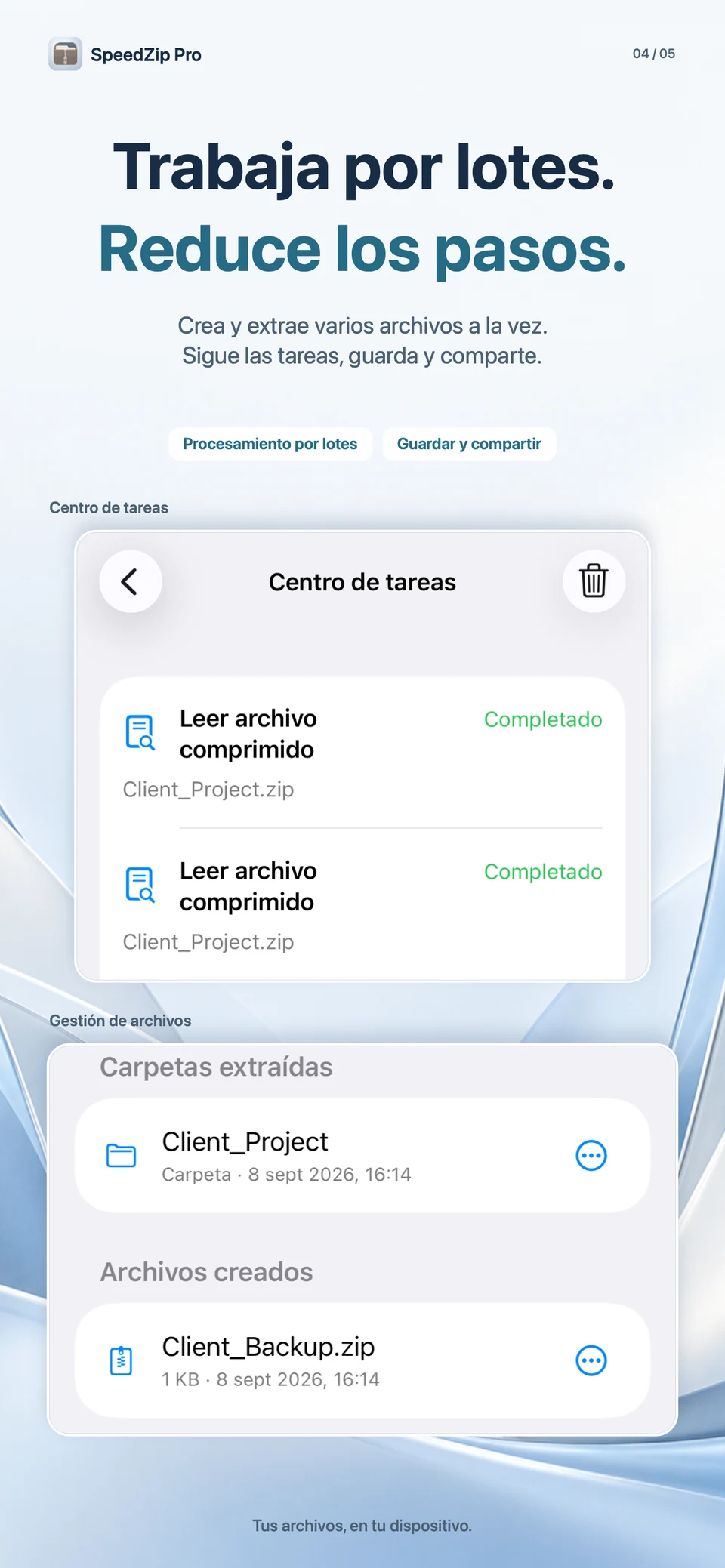 SpeedZip Pro · iPhone · TRABAJA POR LOTES