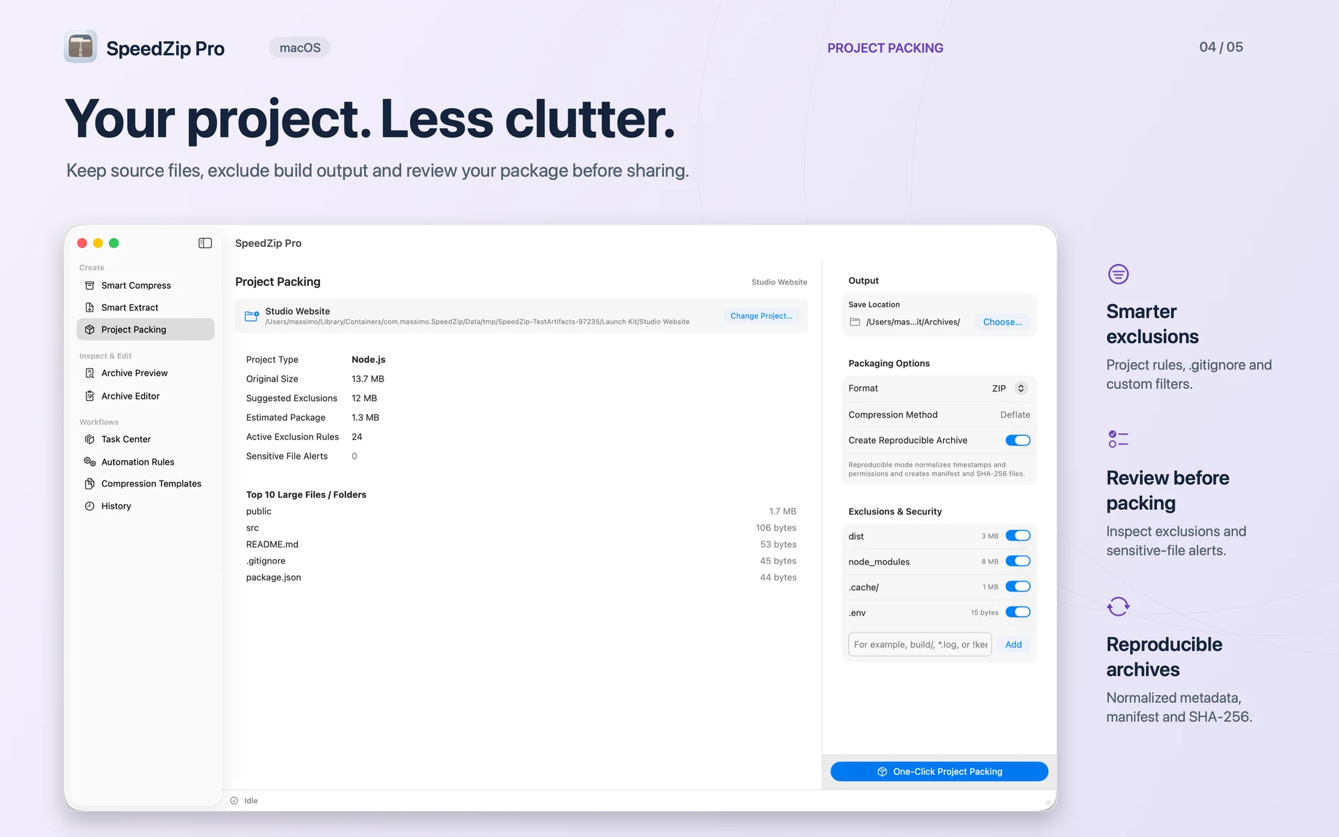 SpeedZip Pro · macOS · PACKAGE PROJECTS