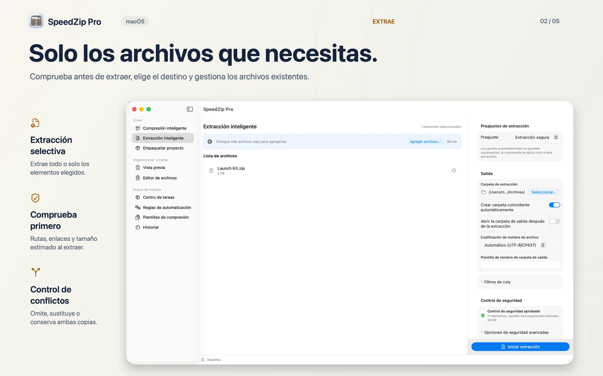 SpeedZip Pro · macOS · EXTRAE A TU MEDIDA