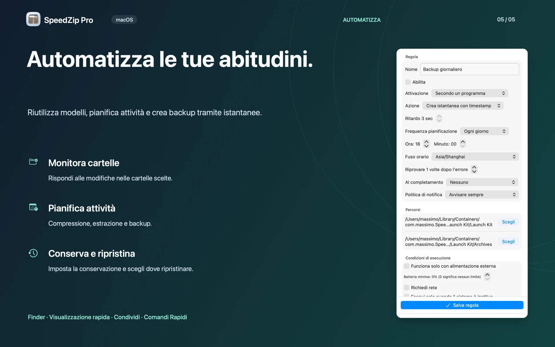 SpeedZip Pro · macOS · RIUTILIZZA E AUTOMATIZZA