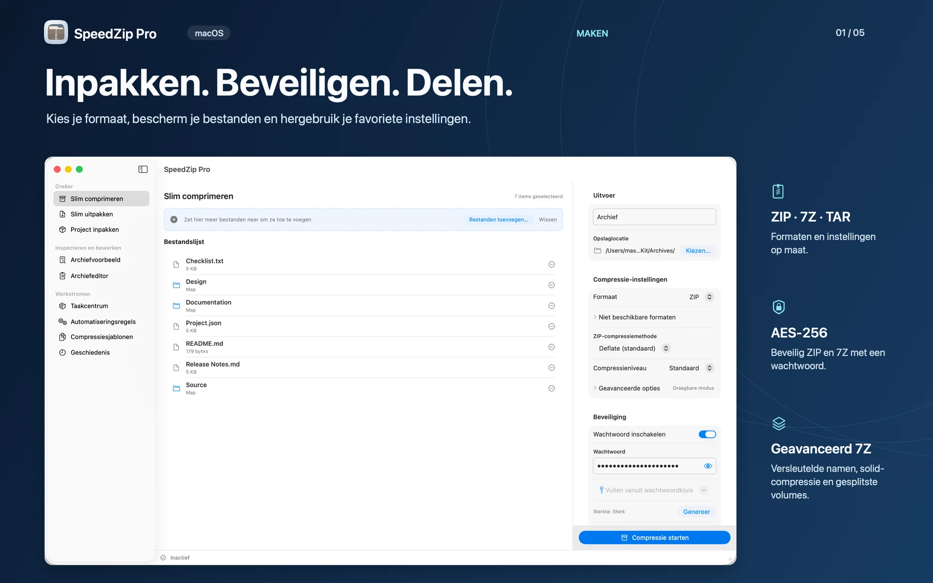 SpeedZip Pro · macOS · MAKEN EN BEVEILIGEN