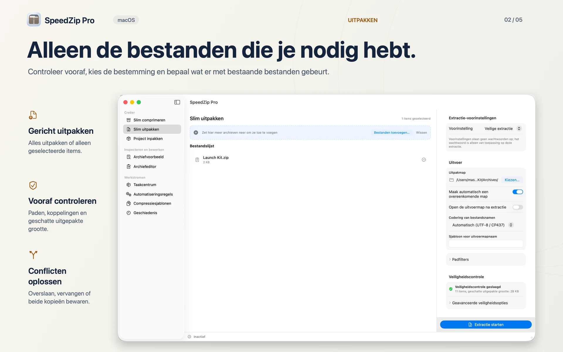 SpeedZip Pro · macOS · UITPAKKEN ZOALS JIJ WILT