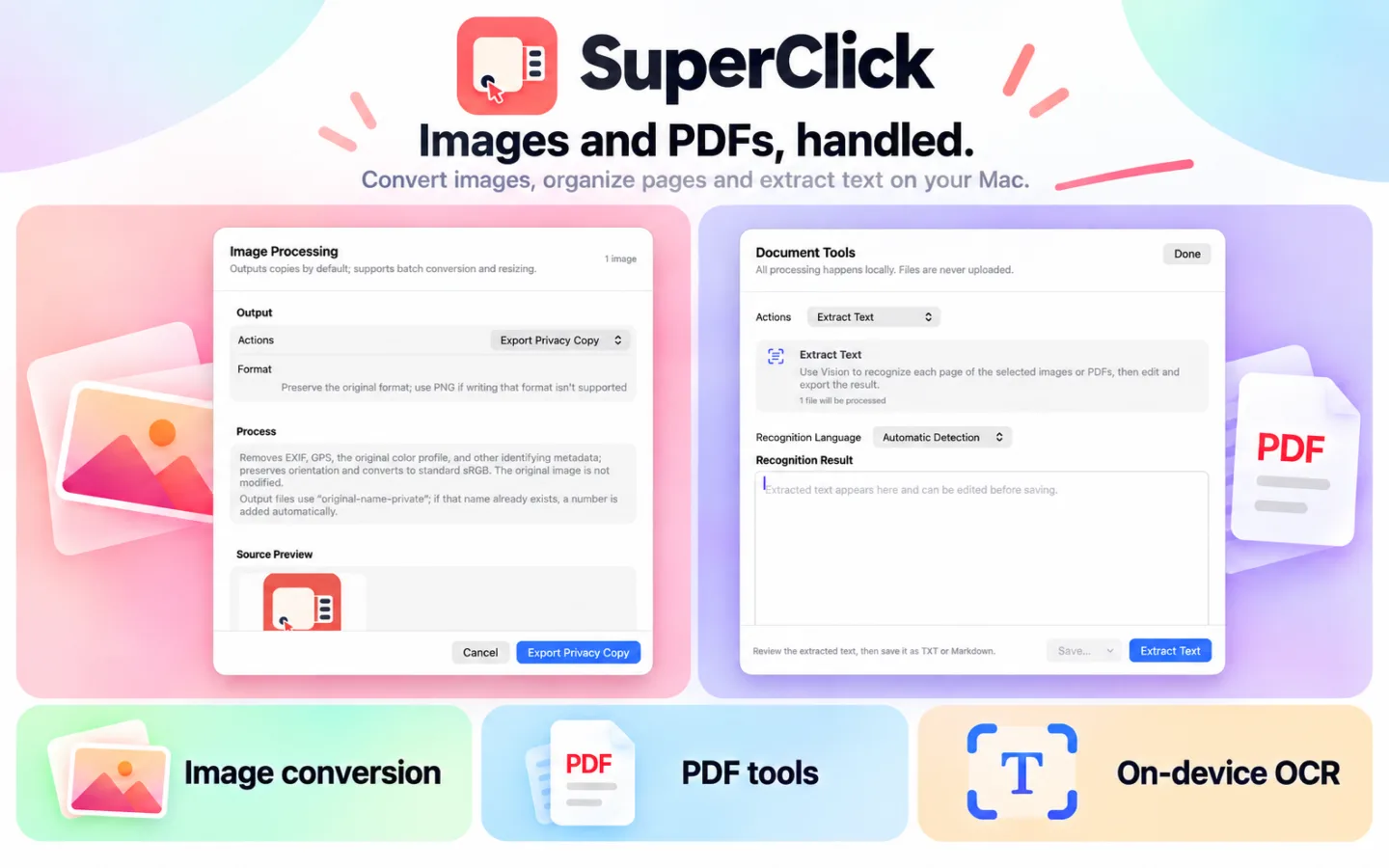 IMAGES, PDFs AND TEXT RECOGNITION