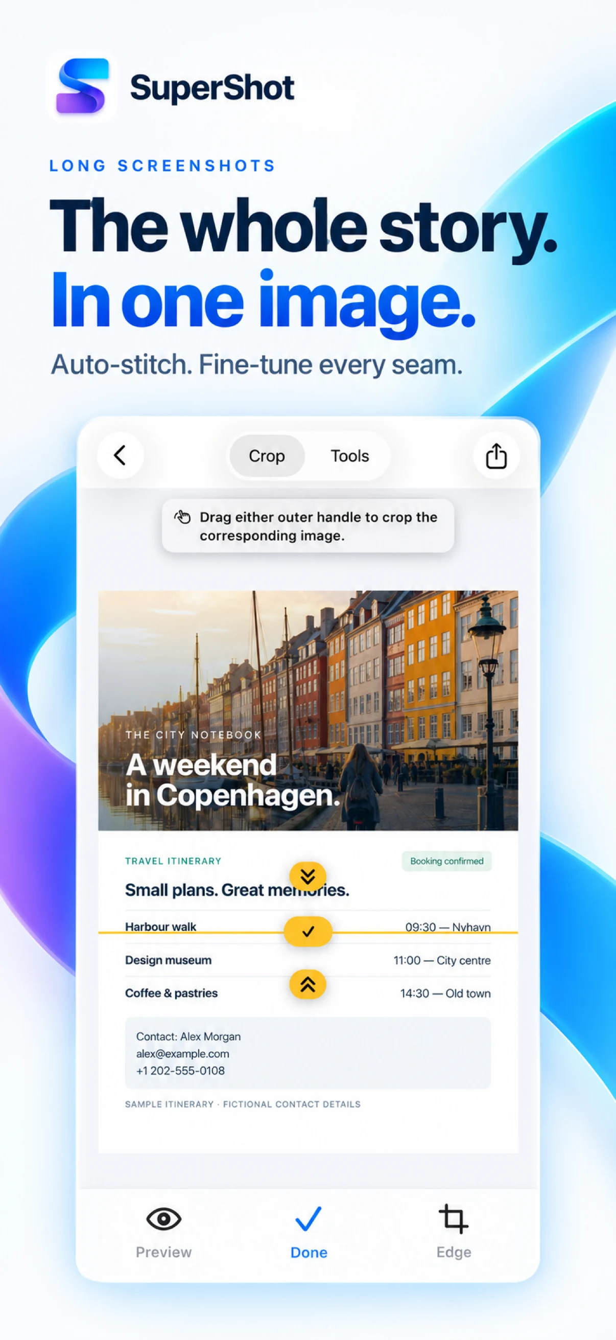 SuperShot · iPhone · LONG SCREENSHOTS AND STITCHING
