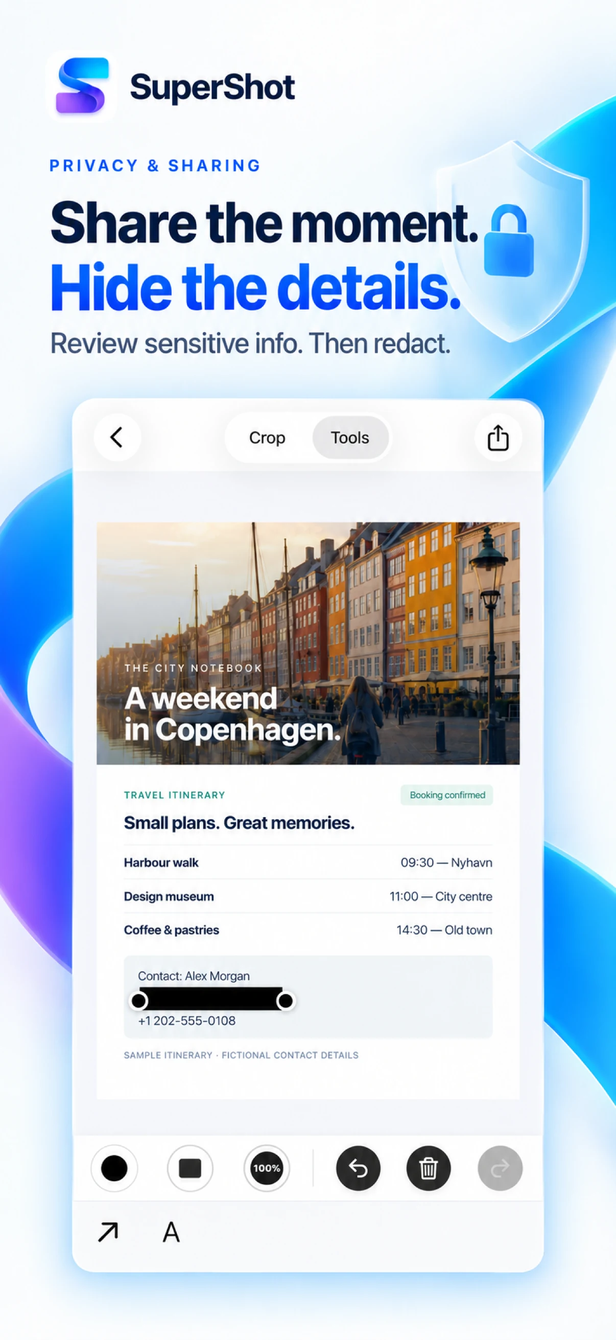 SuperShot · iPhone · TEXT AND PRIVACY