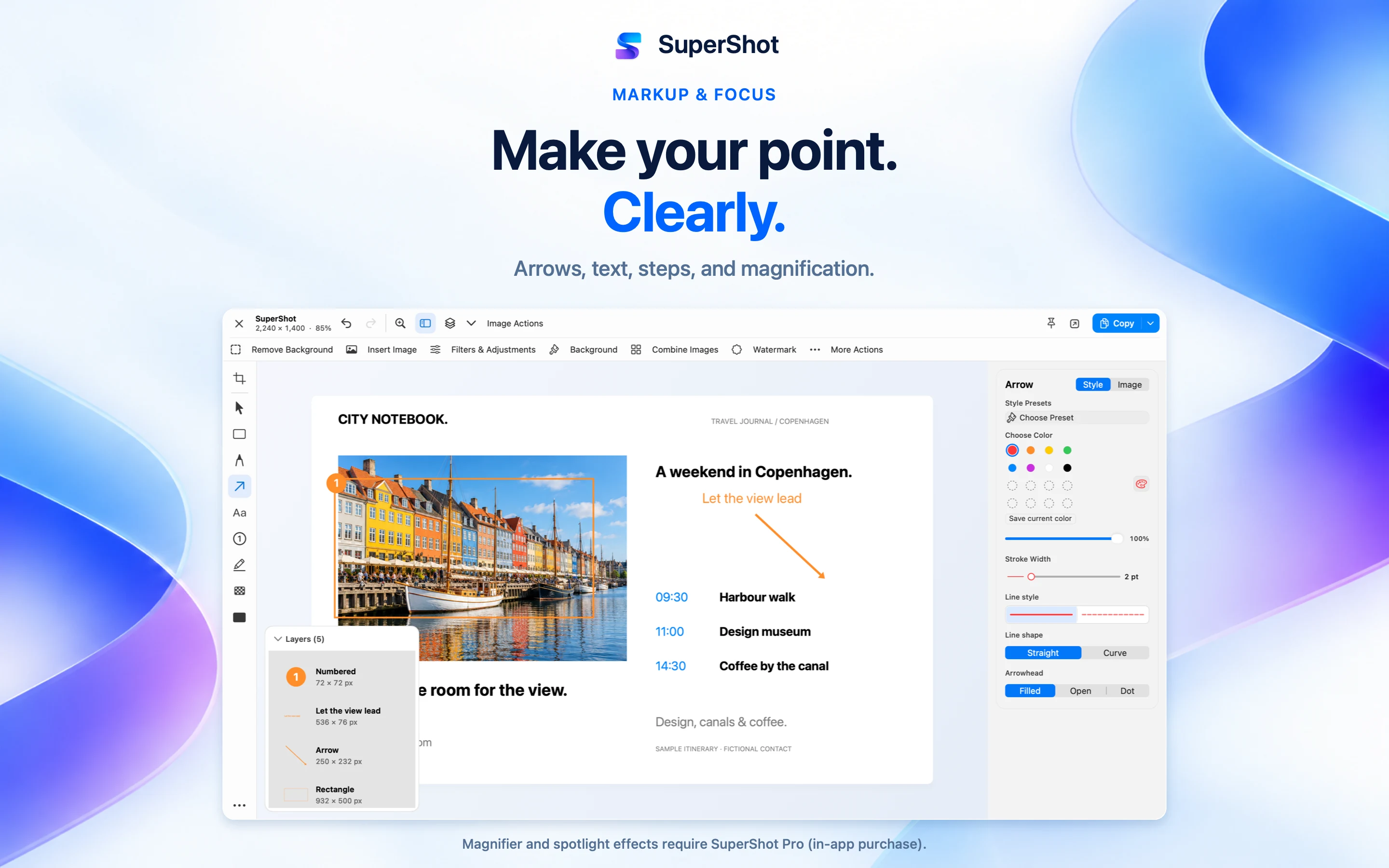 SuperShot · macOS · ANNOTATE AND STYLE