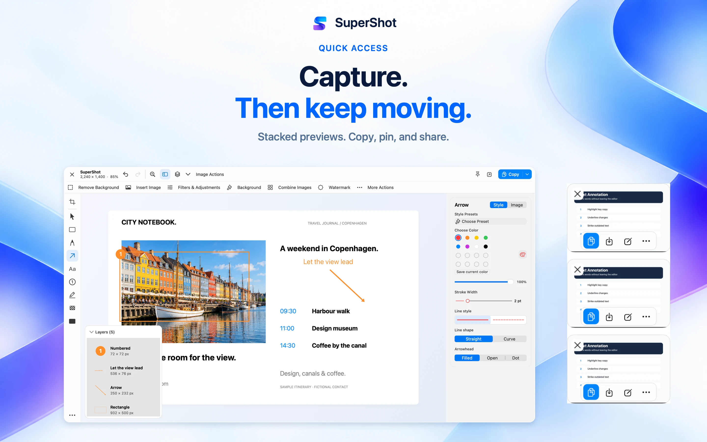 SuperShot · macOS · KEEP YOUR WORK ORGANIZED