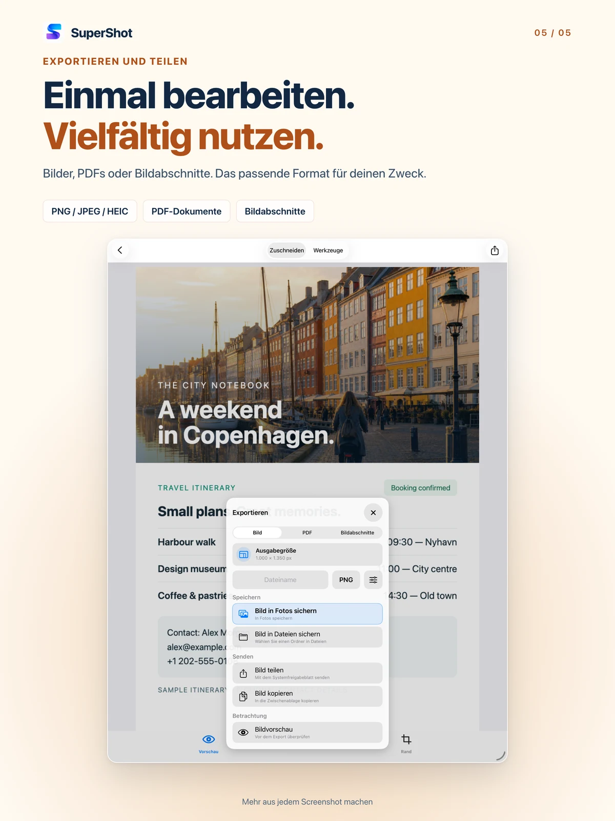 SuperShot · iPad · PASSEND EXPORTIEREN