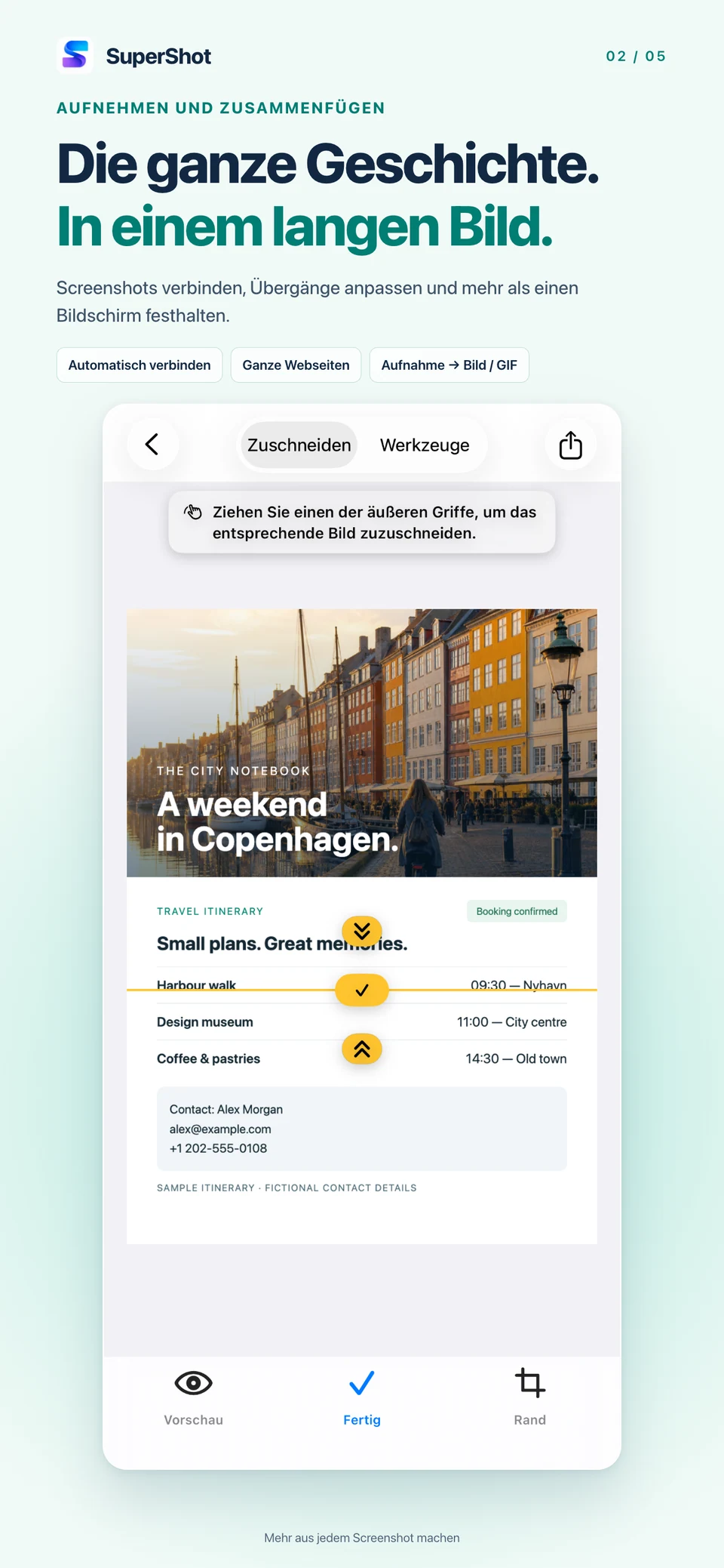 SuperShot · iPhone · LANGE INHALTE ZUSAMMENFÜGEN