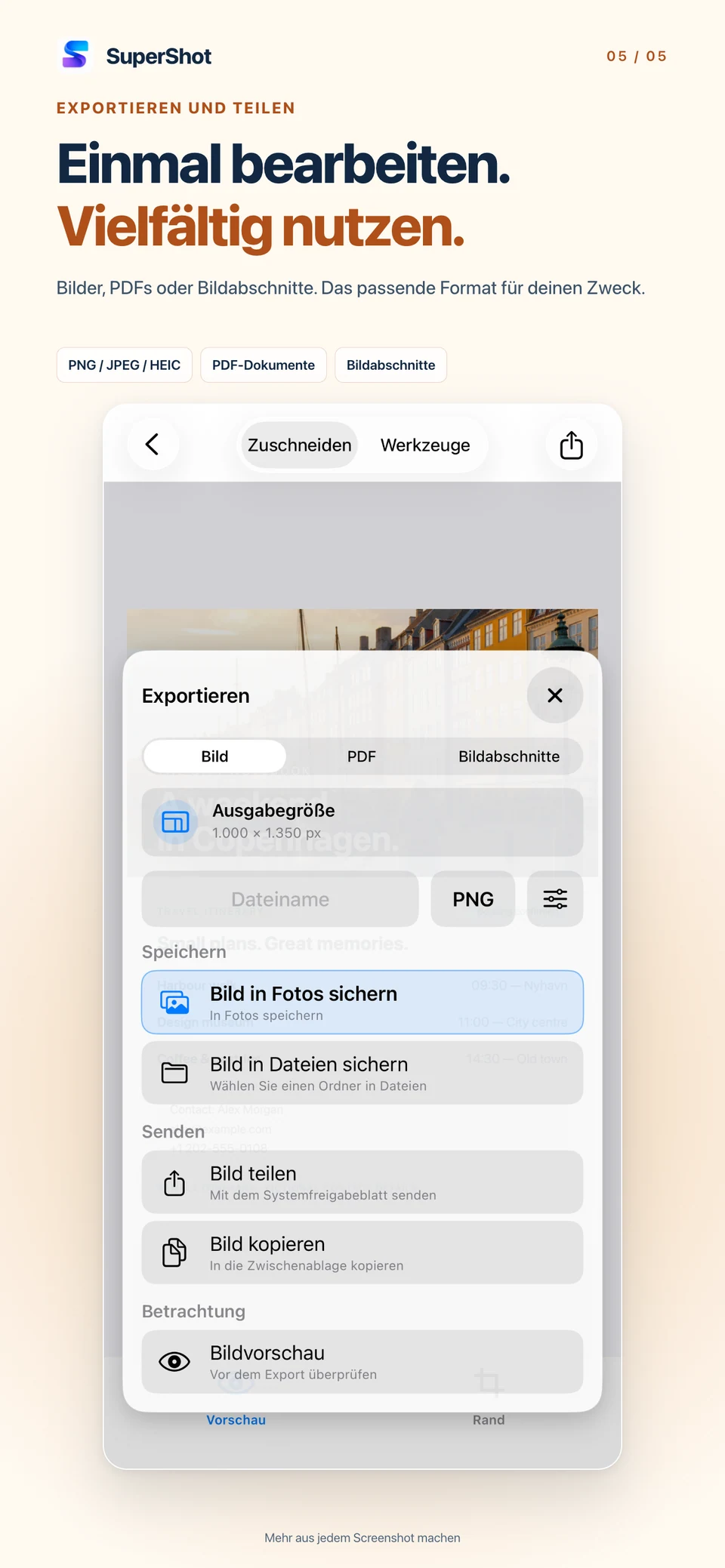 SuperShot · iPhone · PASSEND EXPORTIEREN