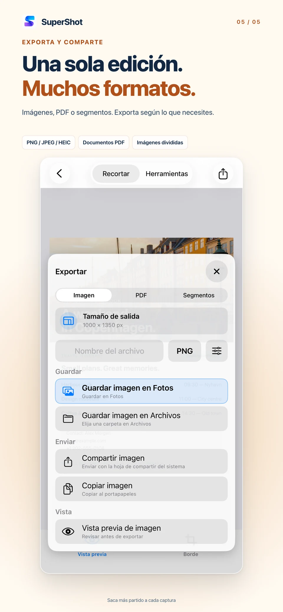 SuperShot · iPhone · EXPORTA A TU MANERA
