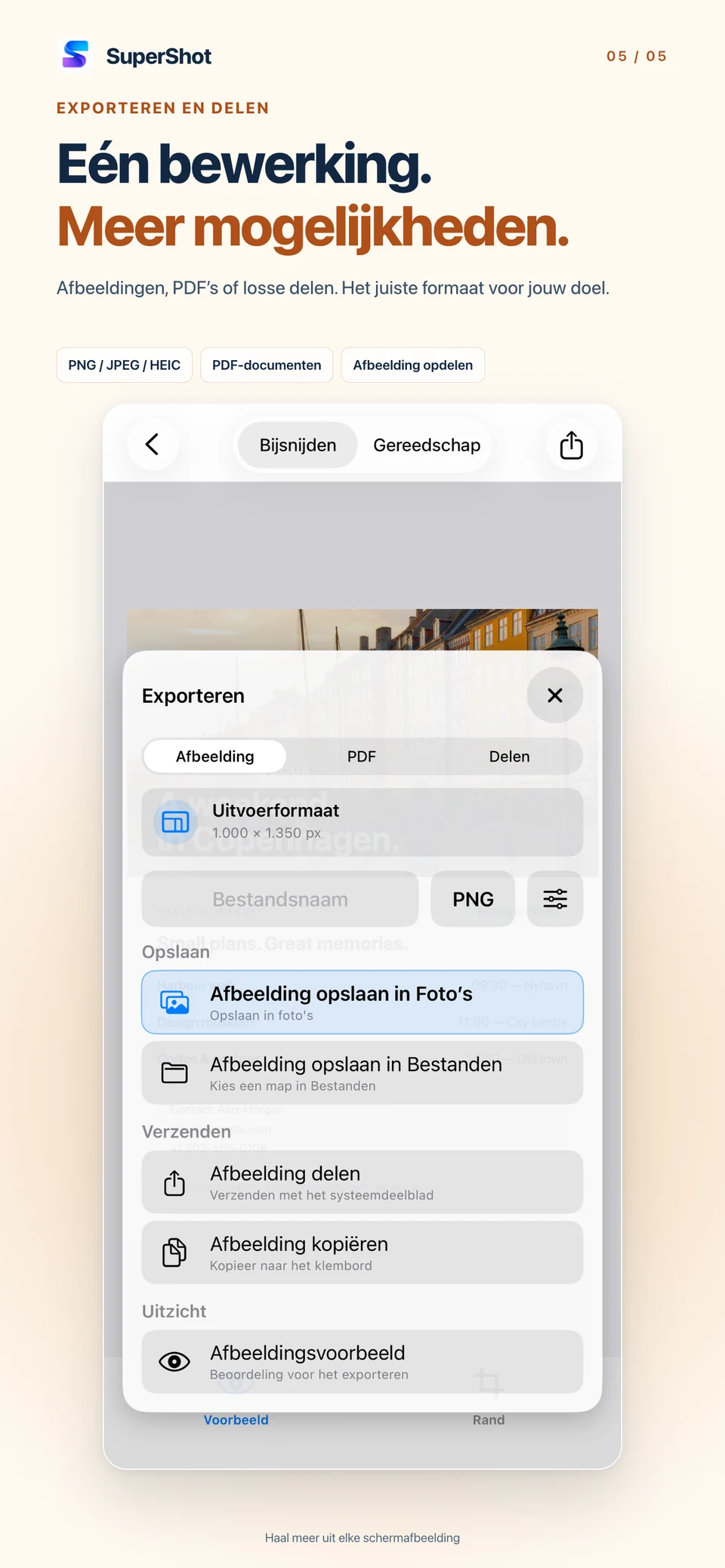 SuperShot · iPhone · EXPORTEER ZOALS JIJ WILT