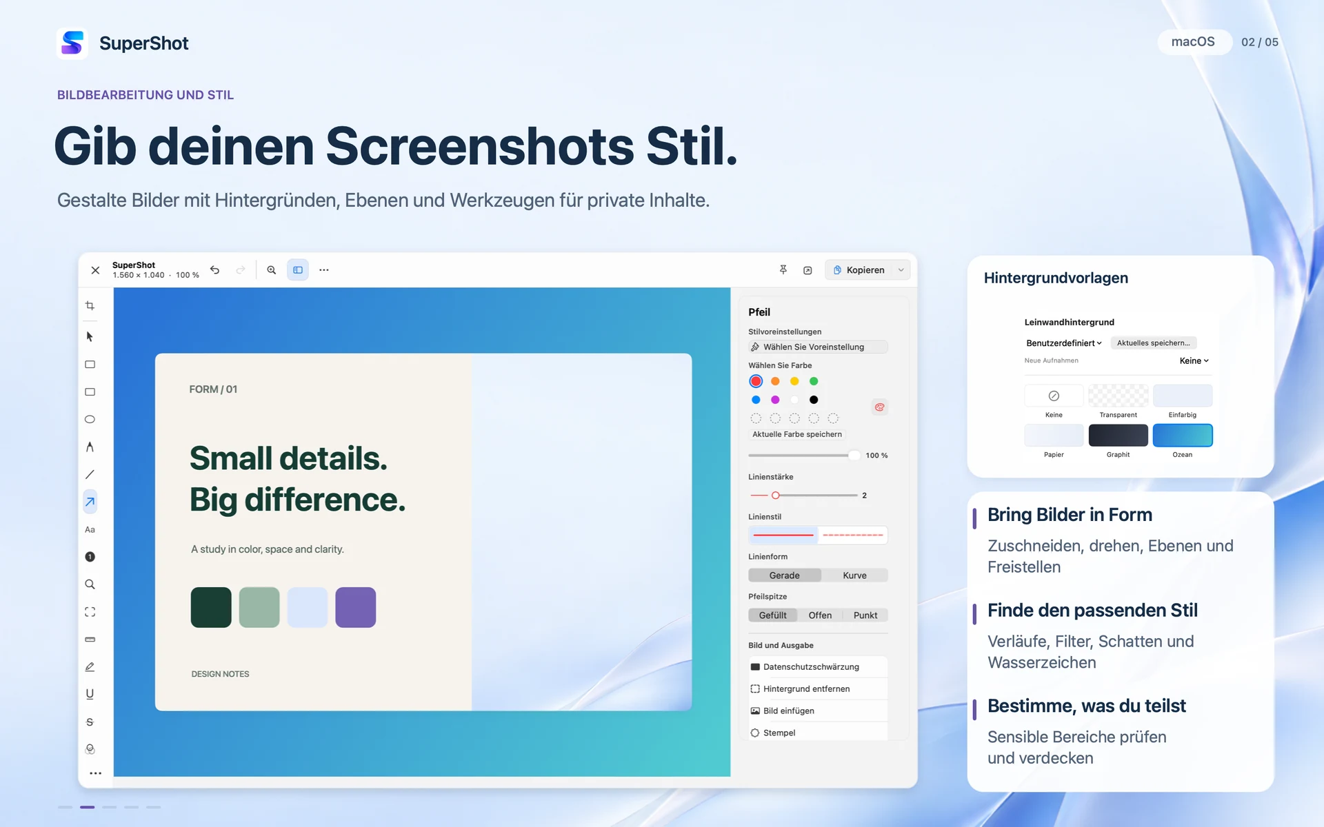 SuperShot · macOS · BILDBEARBEITUNG UND STIL