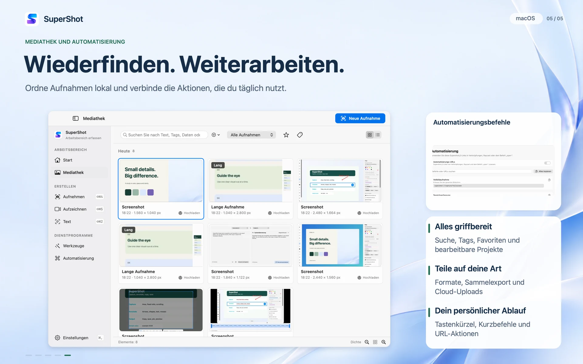 SuperShot · macOS · MEDIATHEK UND AUTOMATISIERUNG