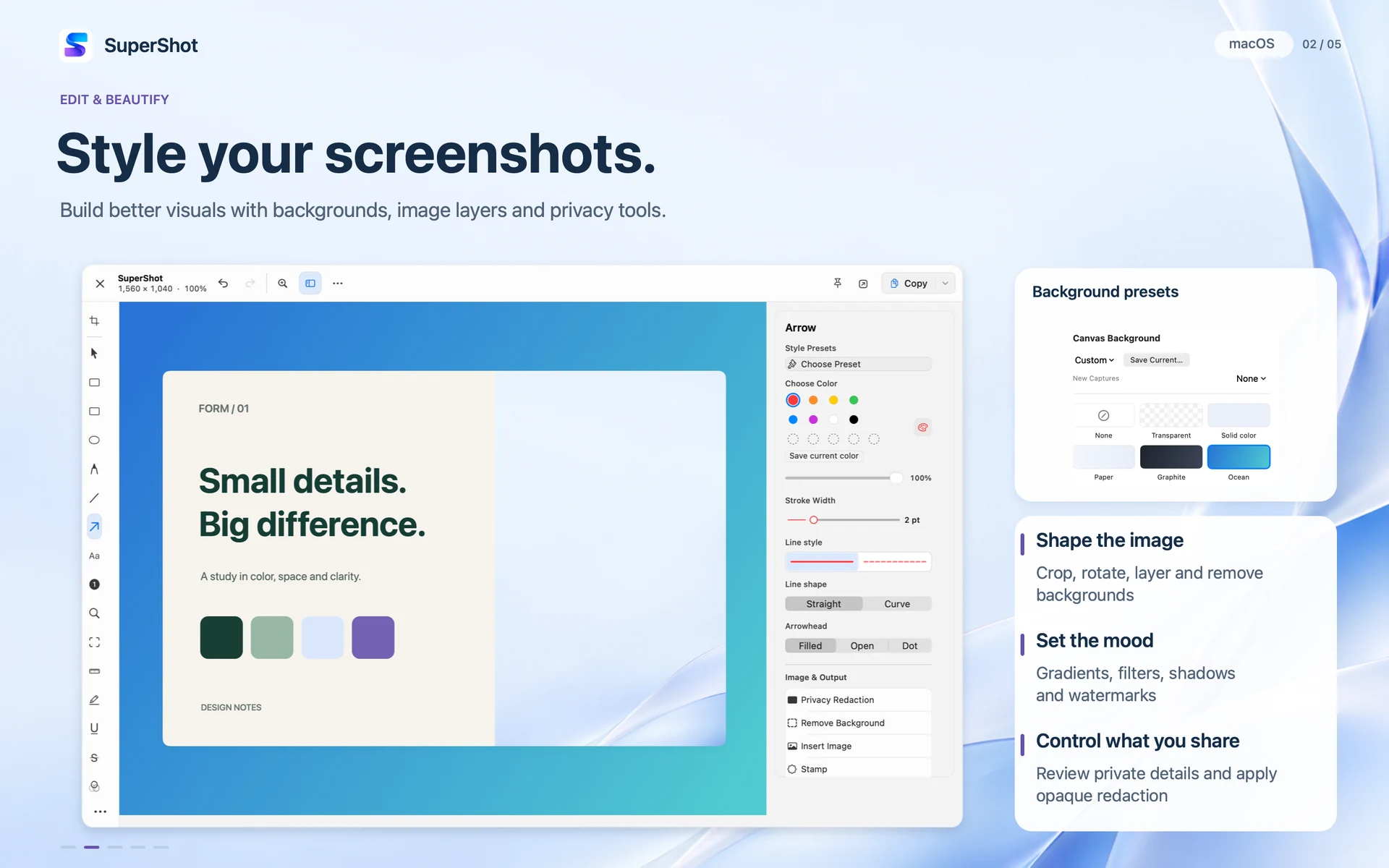 SuperShot · macOS · EDIT & BEAUTIFY