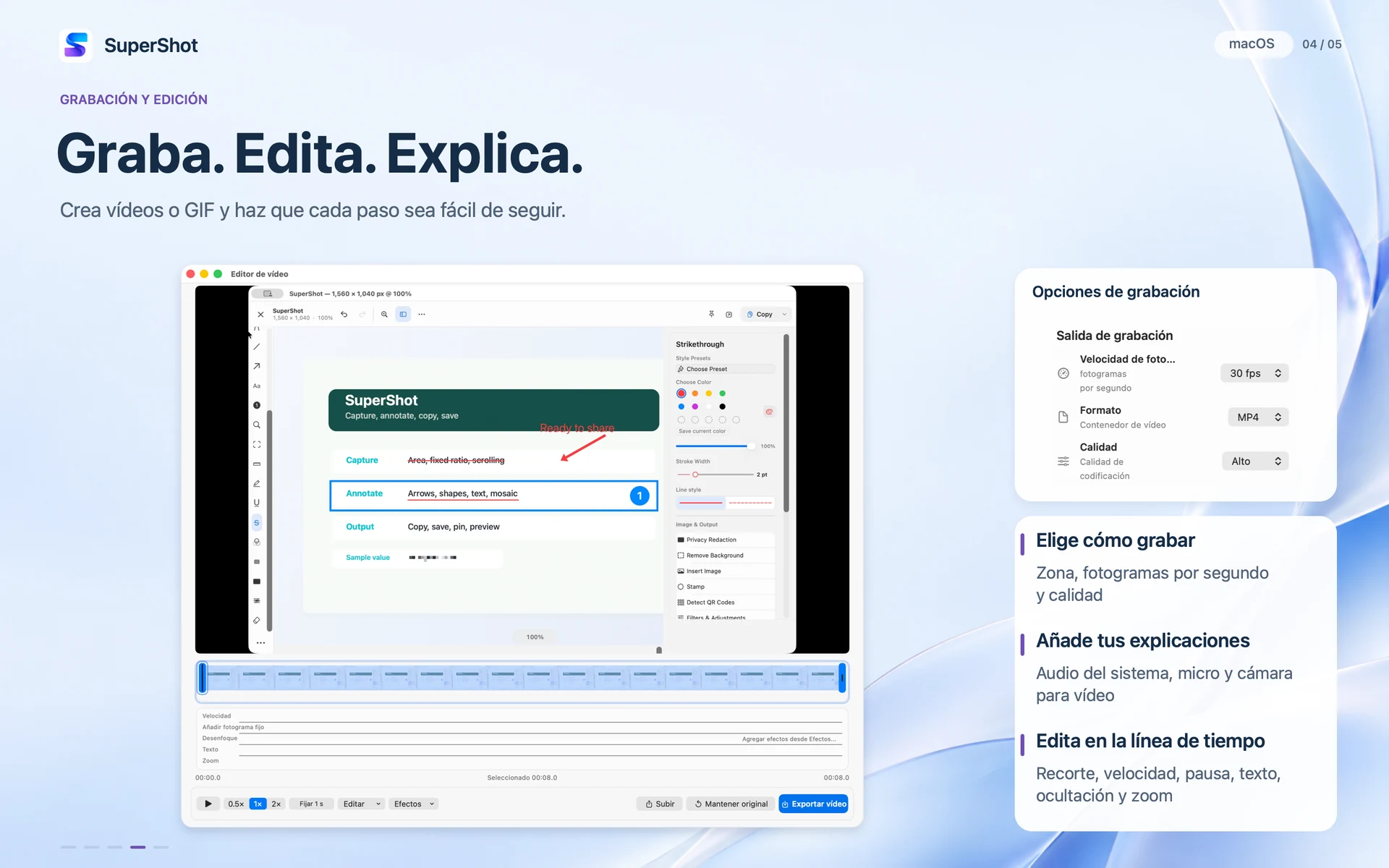 SuperShot · macOS · GRABACIÓN Y EDICIÓN