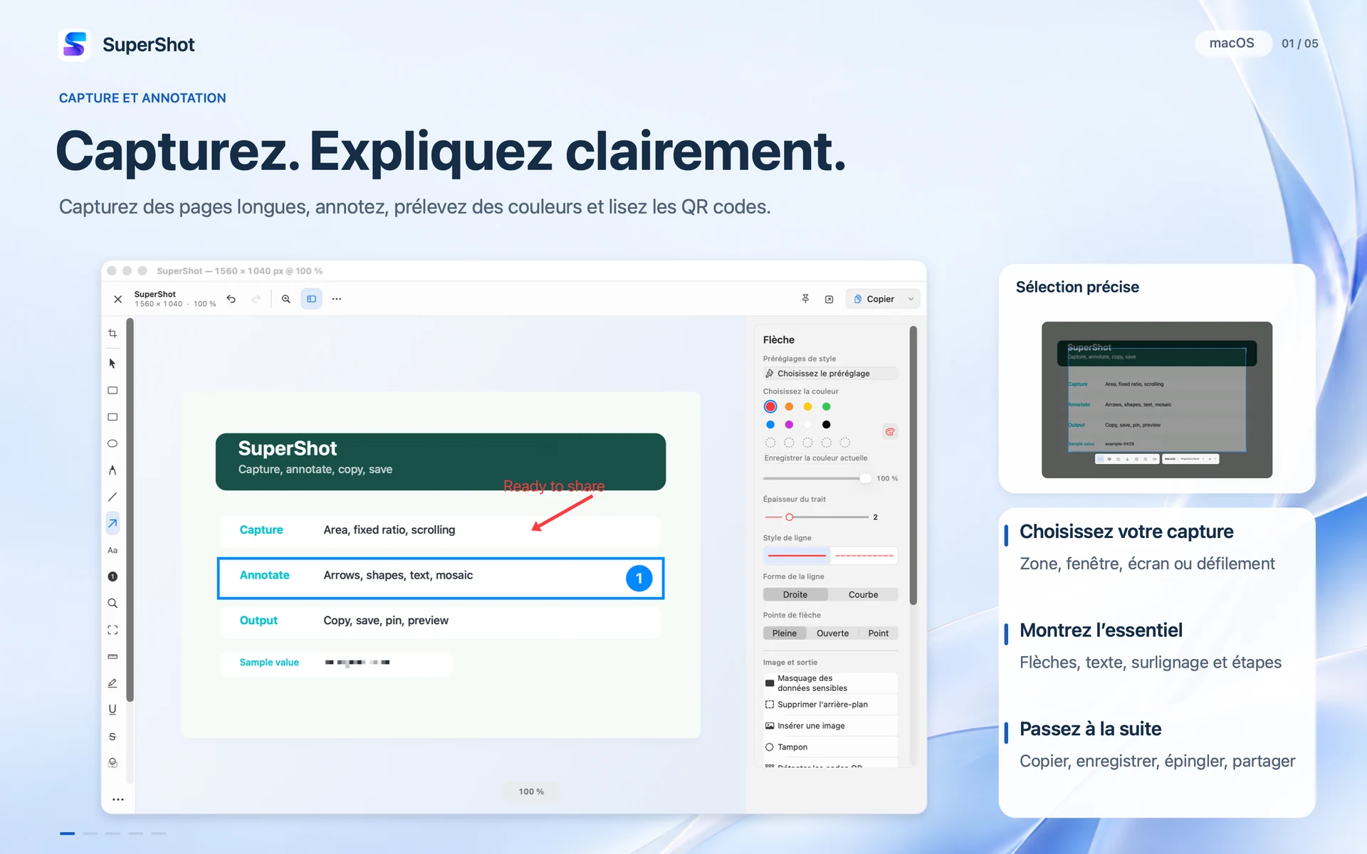 SuperShot · macOS · CAPTURE ET ANNOTATION