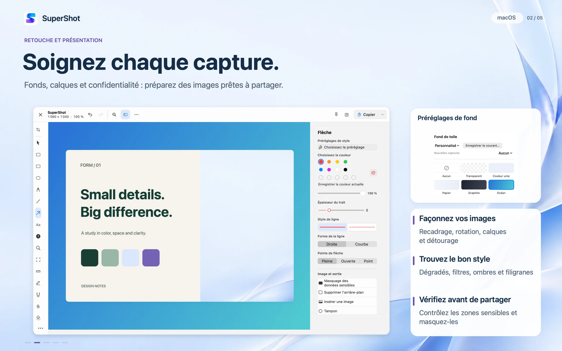 SuperShot · macOS · RETOUCHE ET PRÉSENTATION