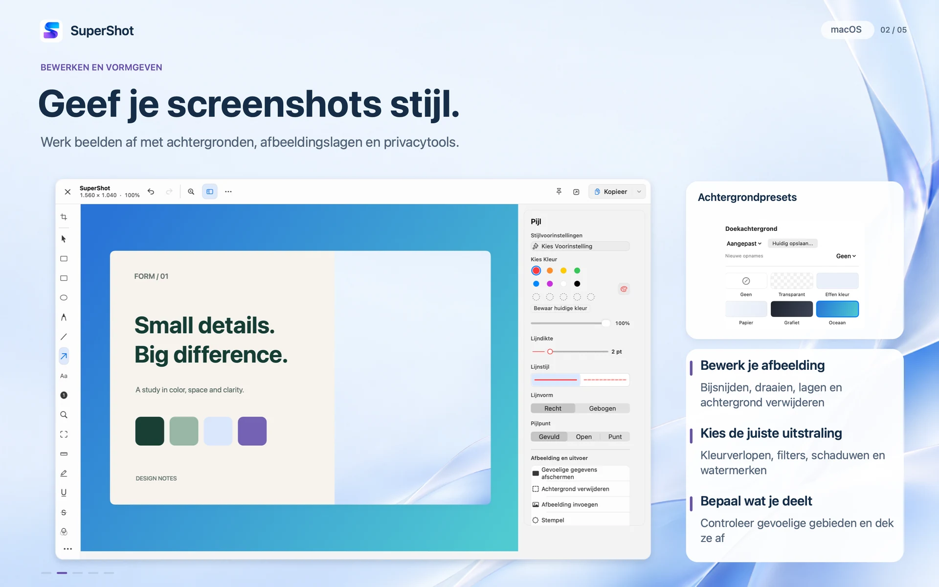 SuperShot · macOS · BEWERKEN EN VORMGEVEN