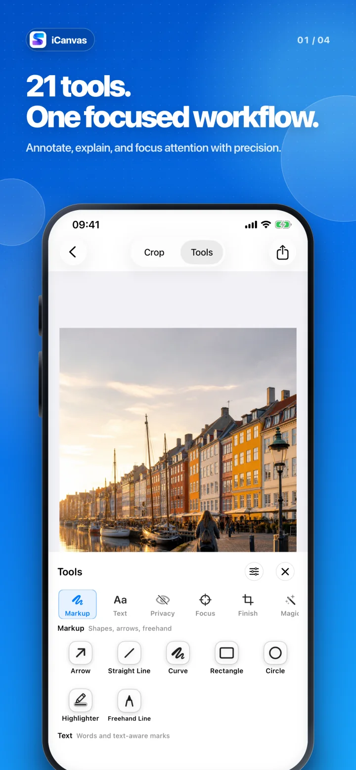 SuperShot 1.4 screenshot editing tools on iPhone