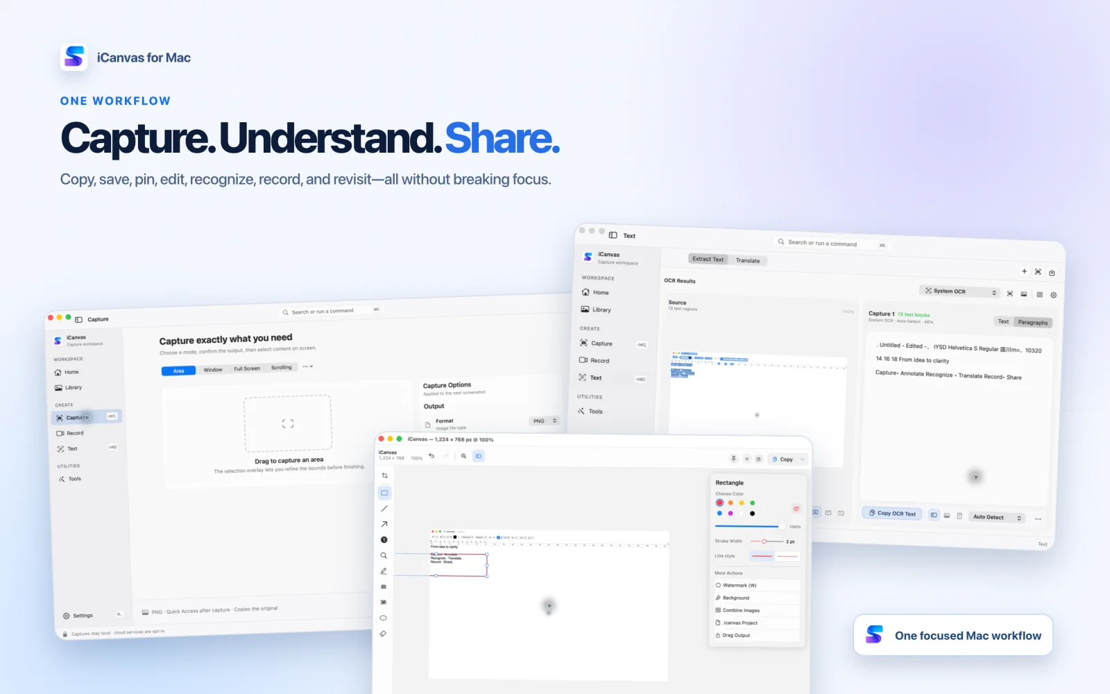 SuperShot 1.4 unified capture, annotation, and text recognition workspace on macOS