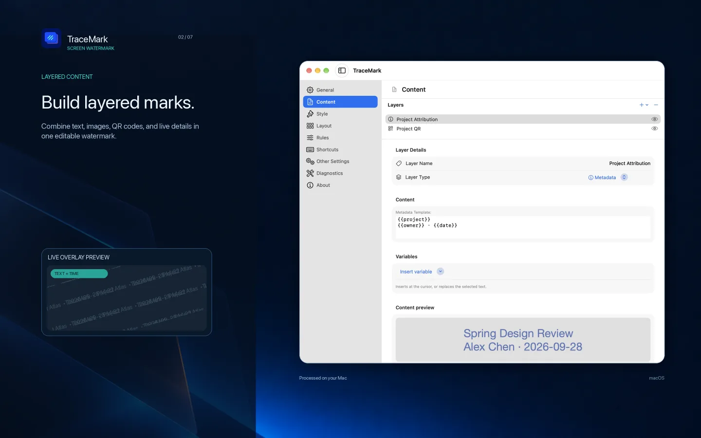 TraceMark · CREATE YOUR WATERMARK