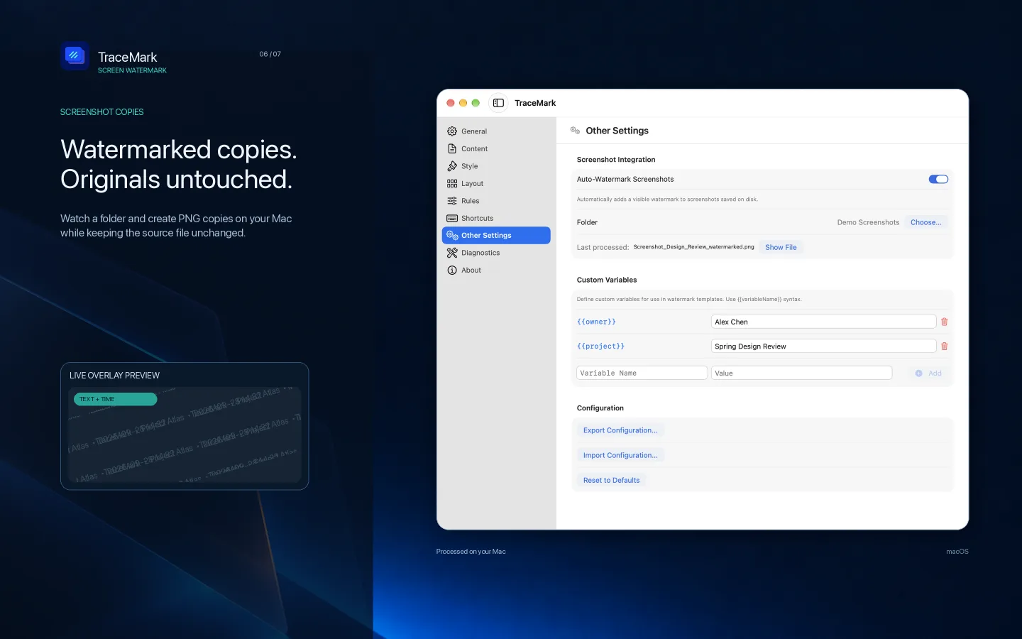TraceMark · CREATE WATERMARKED SCREENSHOT COPIES